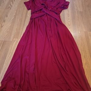 SHEIN Twist-Front Midi Dress in Berry